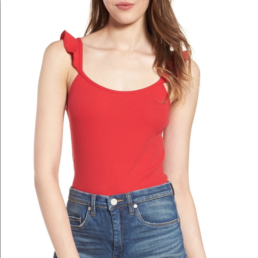 Red BP ribbed tank.